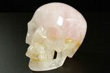 Realistic, Polished Brazilian Rose Quartz Crystal Skull #378692-2